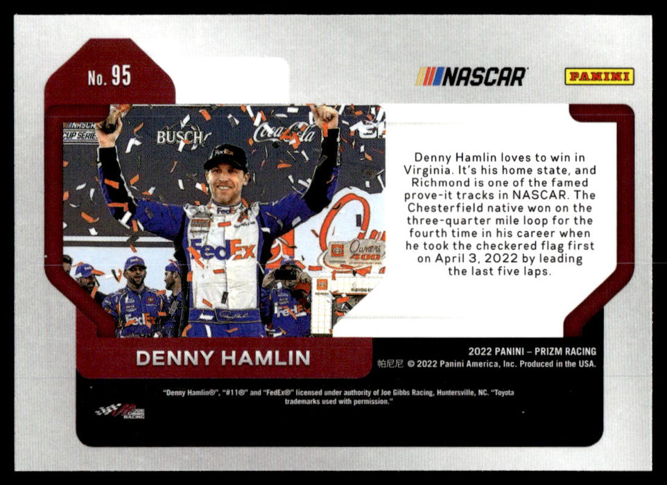 Denny Hamlin 2022 Panini Prizm Racing Base Back of Card