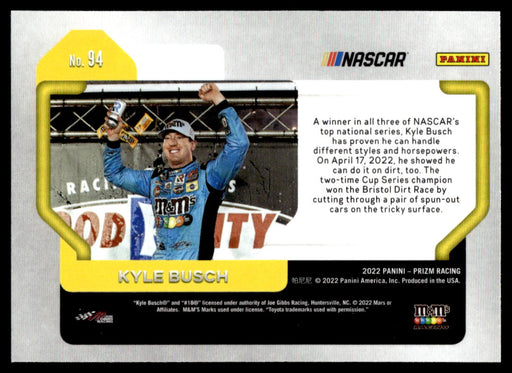 Kyle Busch 2022 Panini Prizm Base Back of Card