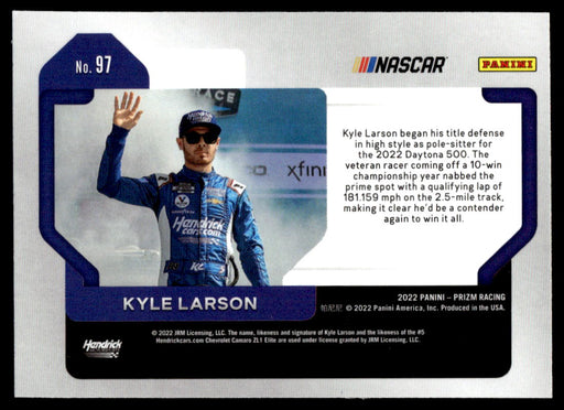 Kyle Larson 2022 Panini Prizm Base Back of Card