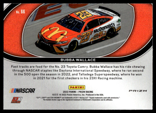 Bubba Wallace 2022 Panini Prizm Racing Red Prizm Back of Card
