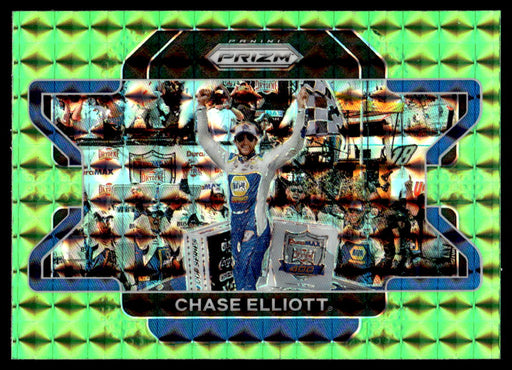 Chase Elliott 2022 Panini Prizm Racing Reactive Green Front of Card