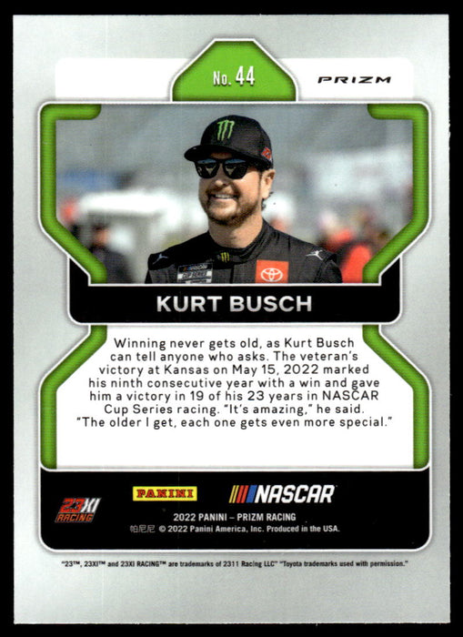 Kurt Busch 2022 Panini Prizm Racing Red White Blue Back of Card