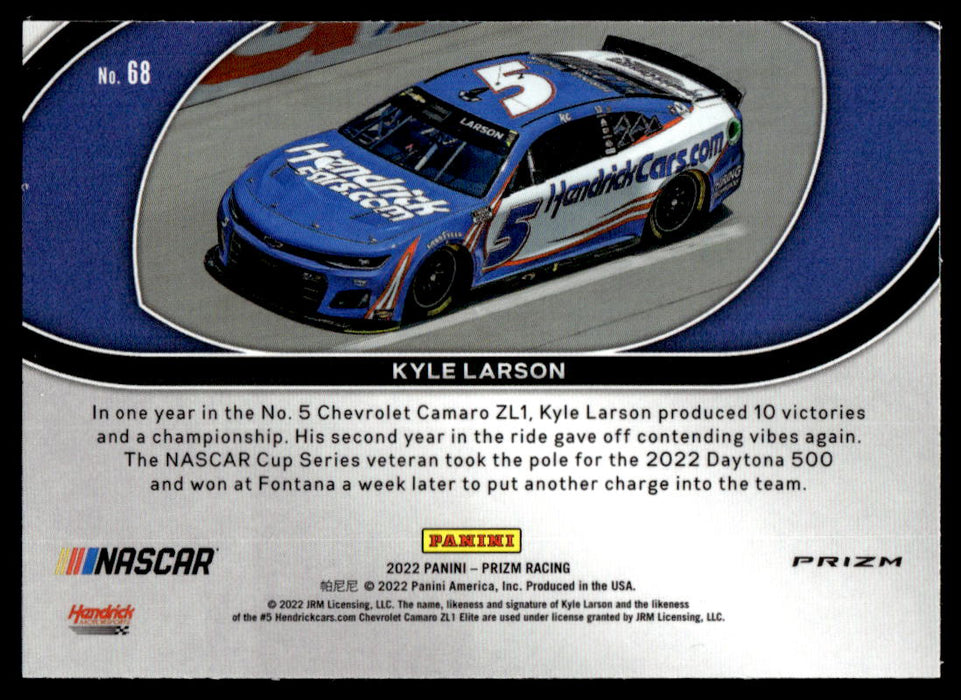 Kyle Larson 2022 Panini Prizm Racing Red White Blue Back of Card