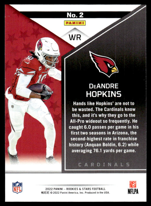 DeAndre Hopkins 2022 Panini Rookies and Stars Base Back of Card