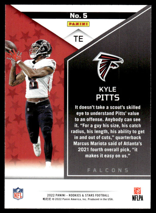 Kyle Pitts 2022 Panini Rookies and Stars Base Back of Card