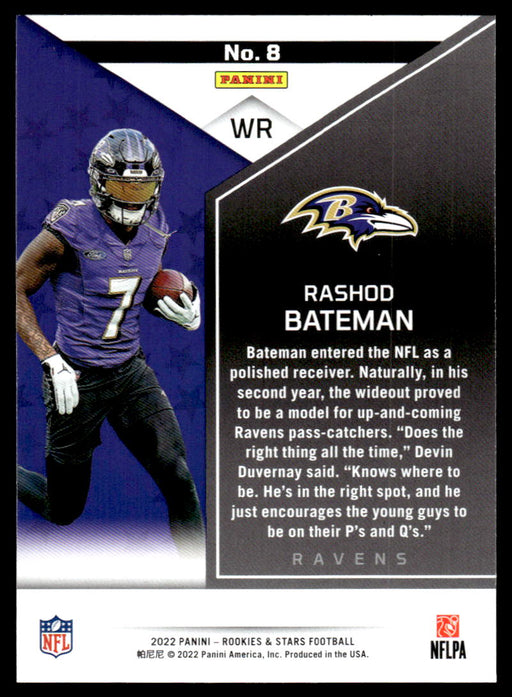 Rashod Bateman 2022 Panini Rookies and Stars Base Back of Card