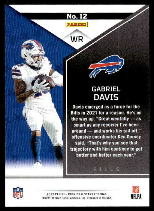 Gabriel Davis 2022 Panini Rookies and Stars Base Back of Card