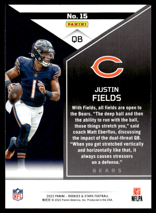 Justin Fields 2022 Panini Rookies and Stars Base Back of Card