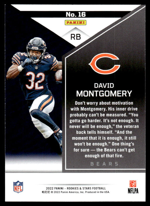 David Montgomery 2022 Panini Rookies and Stars Base Back of Card