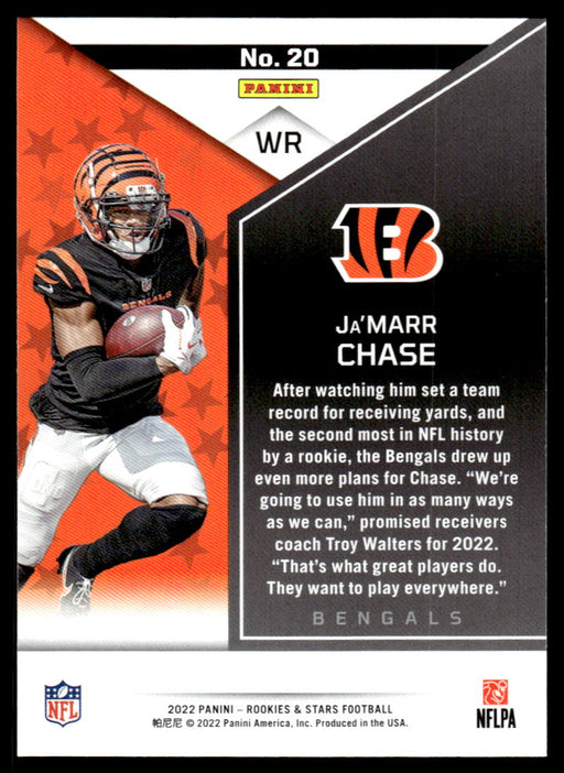 Ja'Marr Chase 2022 Panini Rookies and Stars Base Back of Card