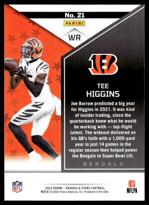 Tee Higgins 2022 Panini Rookies and Stars Base Back of Card