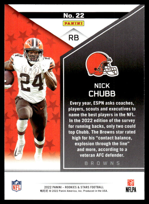 Nick Chubb 2022 Panini Rookies and Stars Base Back of Card