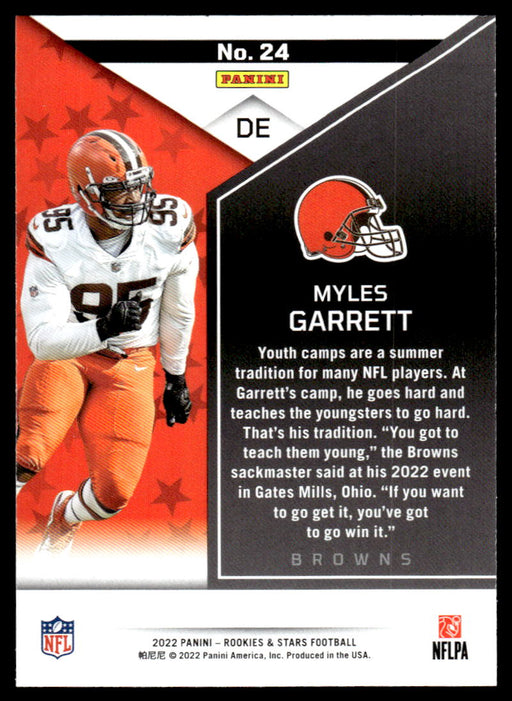 Myles Garrett 2022 Panini Rookies and Stars Base Back of Card