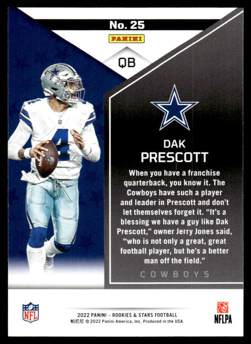 Dak Prescott 2022 Panini Rookies and Stars Base Back of Card