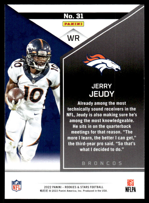 Jerry Jeudy 2022 Panini Rookies and Stars Base Back of Card