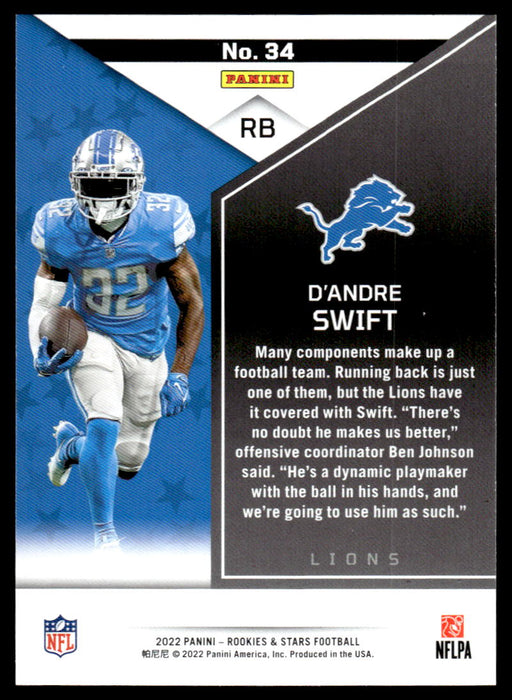 D'Andre Swift 2022 Panini Rookies and Stars Base Back of Card