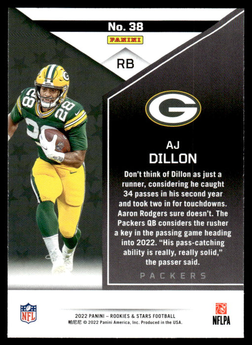 AJ Dillon 2022 Panini Rookies and Stars Base Back of Card