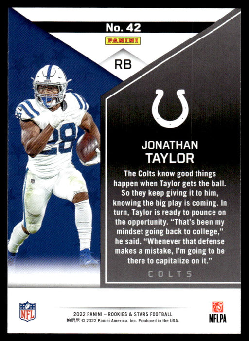 Jonathan Taylor 2022 Panini Rookies and Stars Base Back of Card