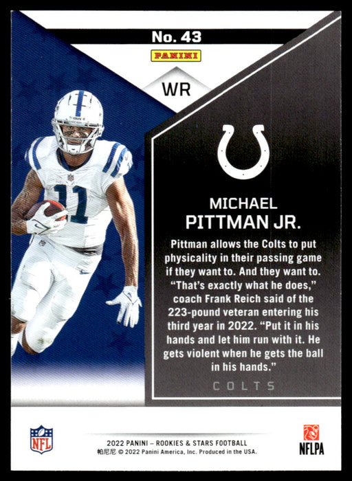 Michael Pittman Jr. 2022 Panini Rookies and Stars Base Back of Card