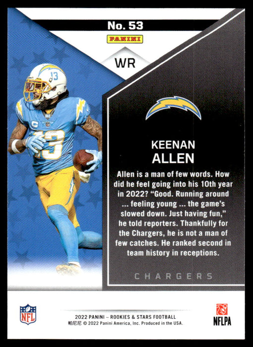 Keenan Allen 2022 Panini Rookies and Stars Base Back of Card