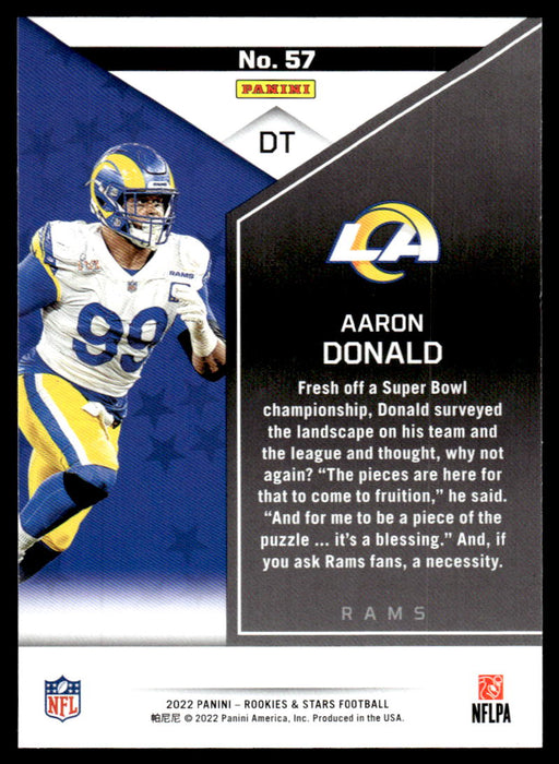 Aaron Donald 2022 Panini Rookies and Stars Base Back of Card