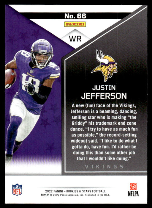 Justin Jefferson 2022 Panini Rookies and Stars Base Back of Card