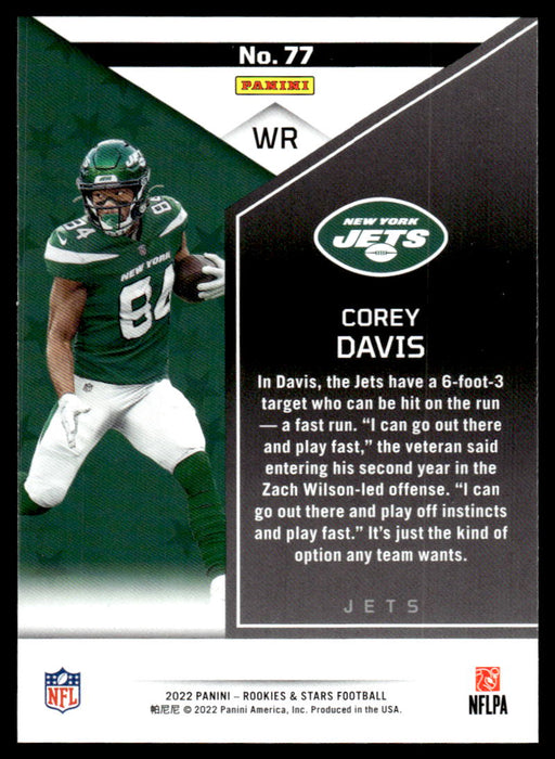 Corey Davis 2022 Panini Rookies and Stars Base Back of Card