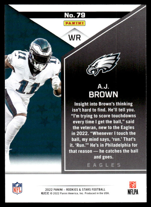 AJ Brown 2022 Panini Rookies and Stars Base Back of Card