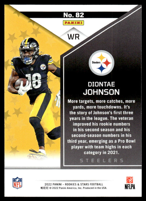 Diontae Johnson 2022 Panini Rookies and Stars Base Back of Card