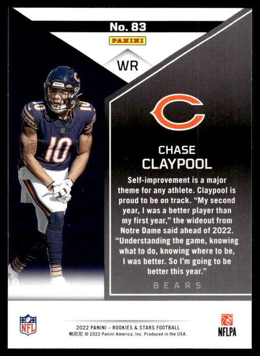 Chase Claypool 2022 Panini Rookies and Stars Base Back of Card