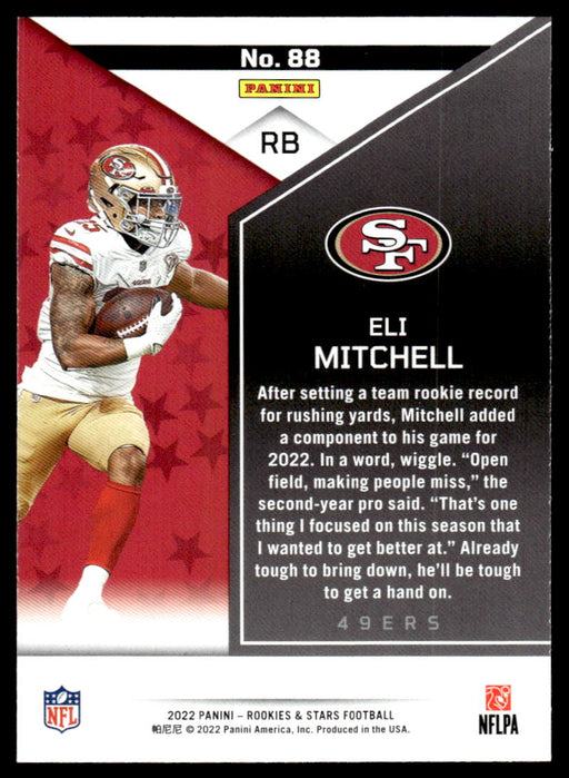 Eli Mitchell 2022 Panini Rookies and Stars Base Back of Card