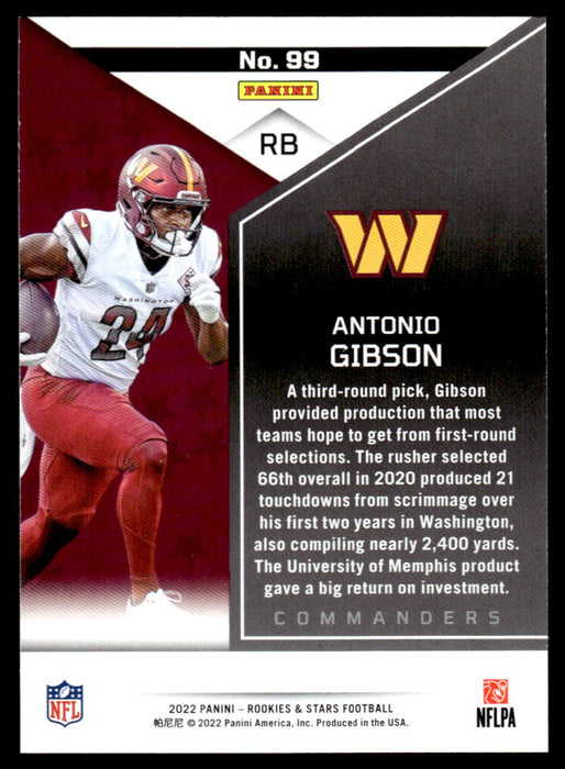 Antonio Gibson 2022 Panini Rookies and Stars Base Back of Card