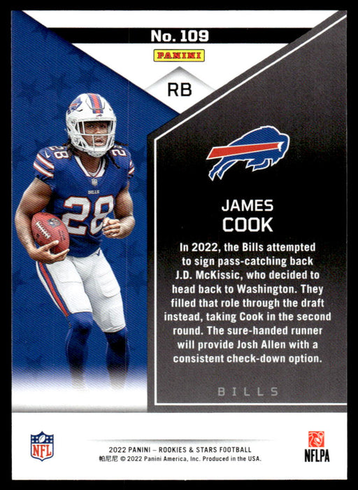 James Cook 2022 Panini Rookies and Stars Base Back of Card