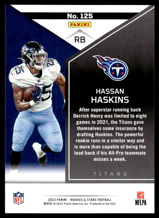 Hassan Haskins 2022 Panini Rookies and Stars Base Back of Card