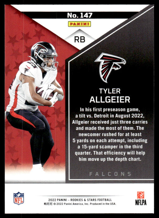 Tyler Allgeier 2022 Panini Rookies and Stars Base Back of Card