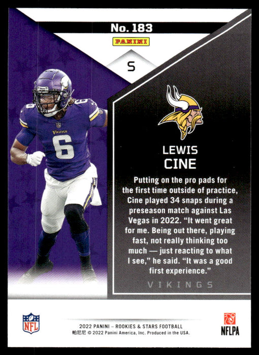 Lewis Cine 2022 Panini Rookies and Stars Base Back of Card