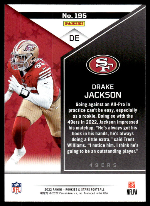 Drake Jackson 2022 Panini Rookies and Stars Base Back of Card