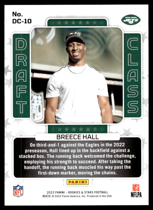 Breece Hall 2022 Panini Rookies and Stars Draft Class Back of Card