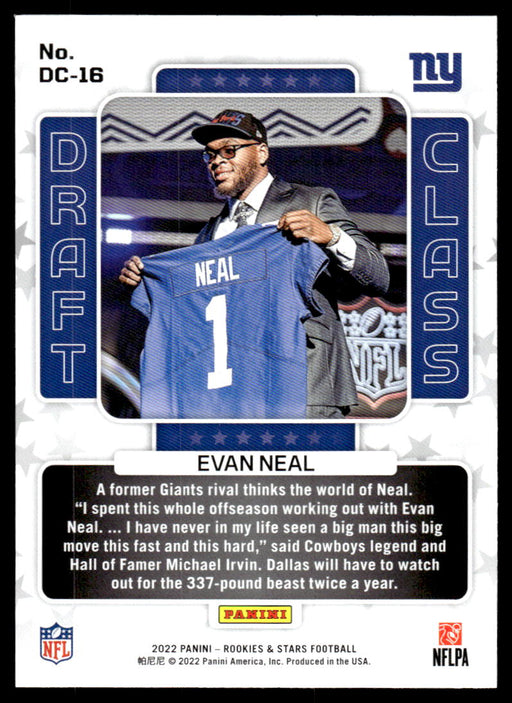 Evan Neal 2022 Panini Rookies and Stars Draft Class Back of Card