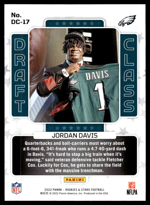 Jordan Davis 2022 Panini Rookies and Stars Draft Class Back of Card