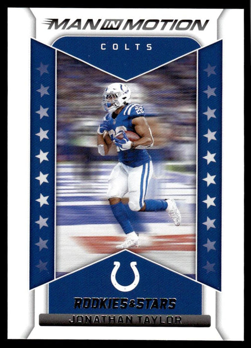 Jonathan Taylor 2022 Panini Rookies and Stars Man in Motion Front of Card