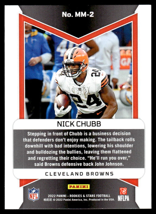 Nick Chubb 2022 Panini Rookies and Stars Man in Motion Back of Card