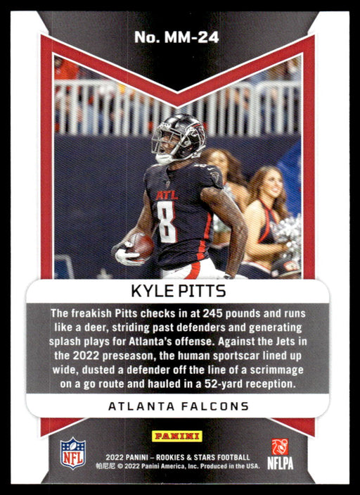 Kyle Pitts 2022 Panini Rookies and Stars Man in Motion Back of Card