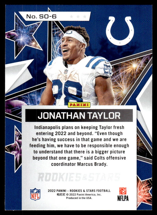 Jonathan Taylor 2022 Panini Rookies and Stars Standing Ovation Back of Card