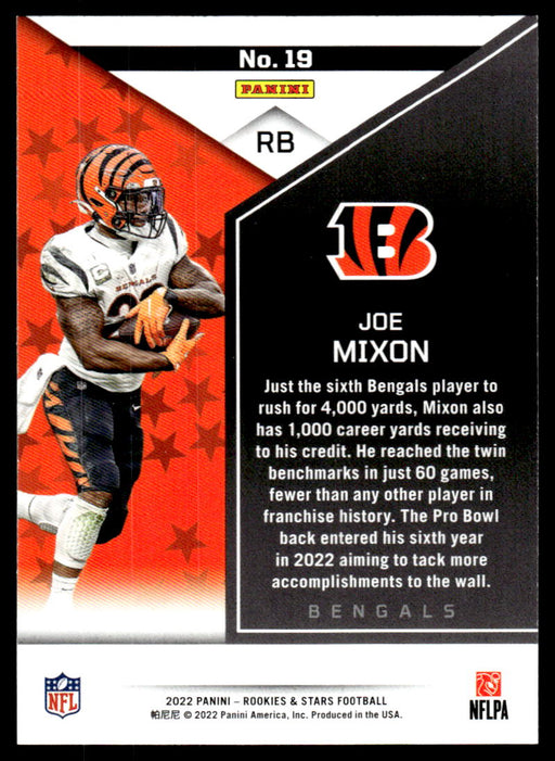 Joe Mixon 2022 Panini Rookies and Stars Red Back of Card