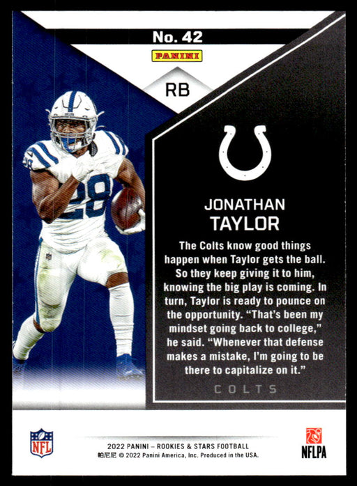 Jonathan Taylor 2022 Panini Rookies and Stars Red Back of Card