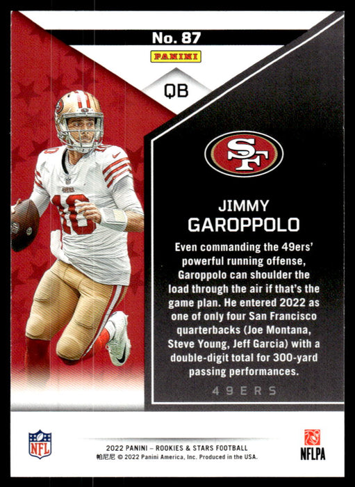 Jimmy Garoppolo 2022 Panini Rookies and Stars Red Back of Card