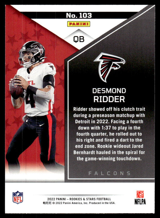 Desmond Ridder 2022 Panini Rookies and Stars Red Back of Card