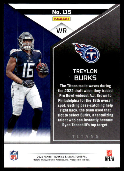 Treylon Burks 2022 Panini Rookies and Stars Orange Back of Card