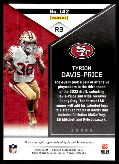 Tyrion Davis-Price 2022 Panini Rookies and Stars Back of Card